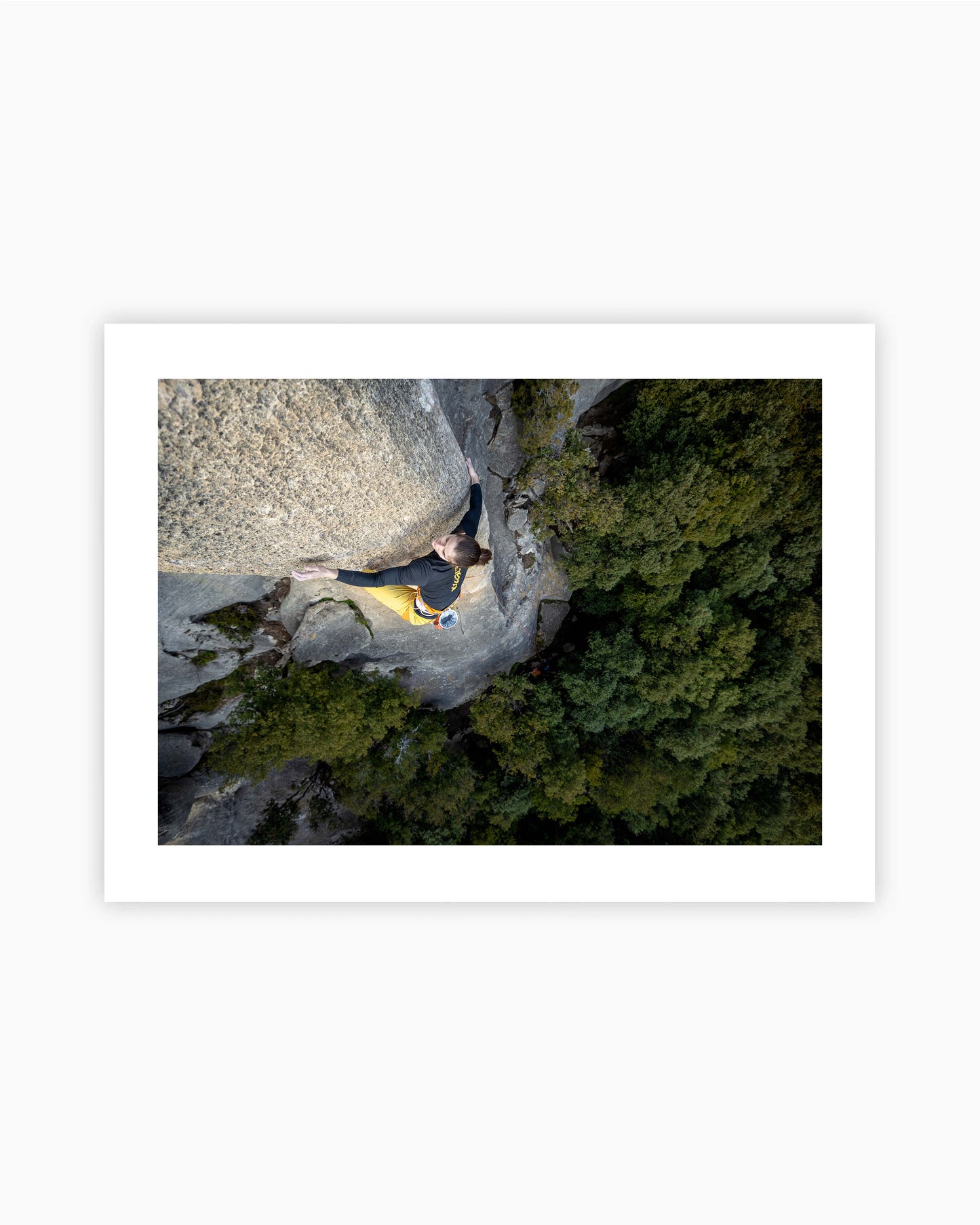 Print of Chloe Caulier climbing La Rose Des Sables 7a in Buoux, France.