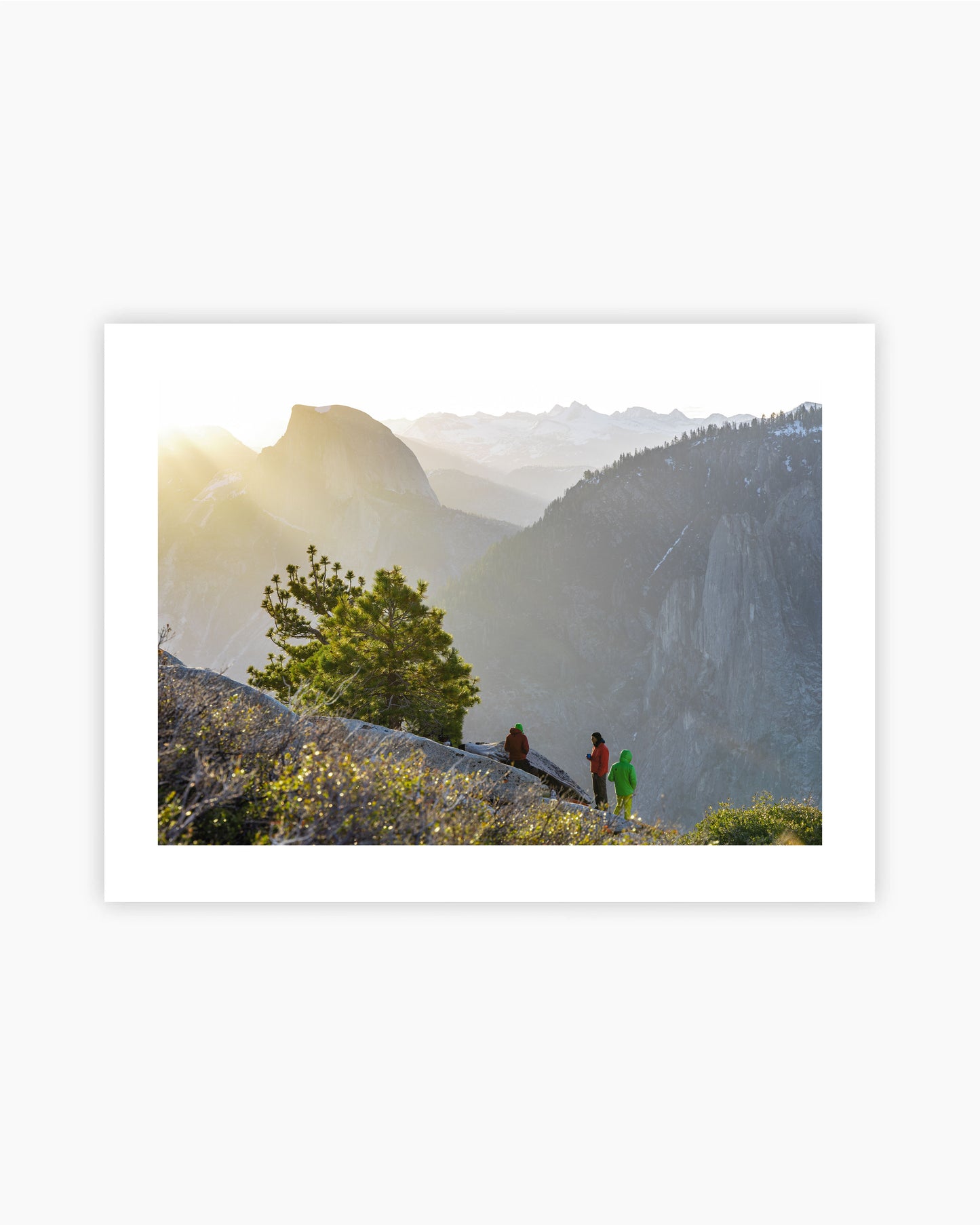 Print of Climbers on top of El Capitan during the sunset behind the Half Dome in Yosemite, France.