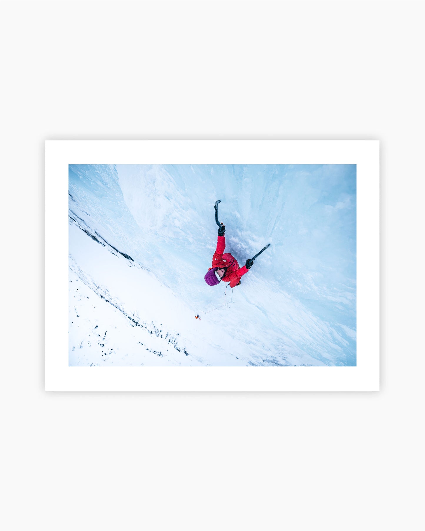 Print of Fay Manners ice climbing in Senja, Norway.