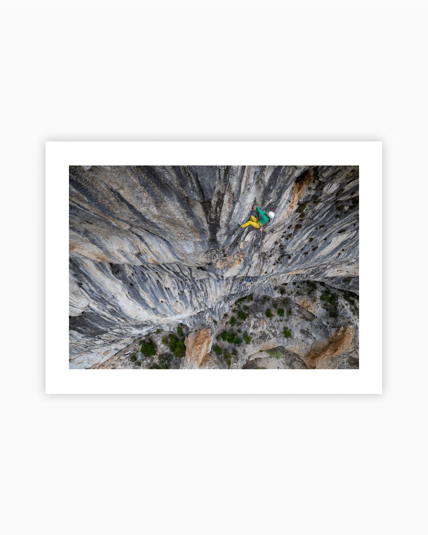 Print of Katherine Chooong climbing La Ramirole in Gorges du Verdon, France.