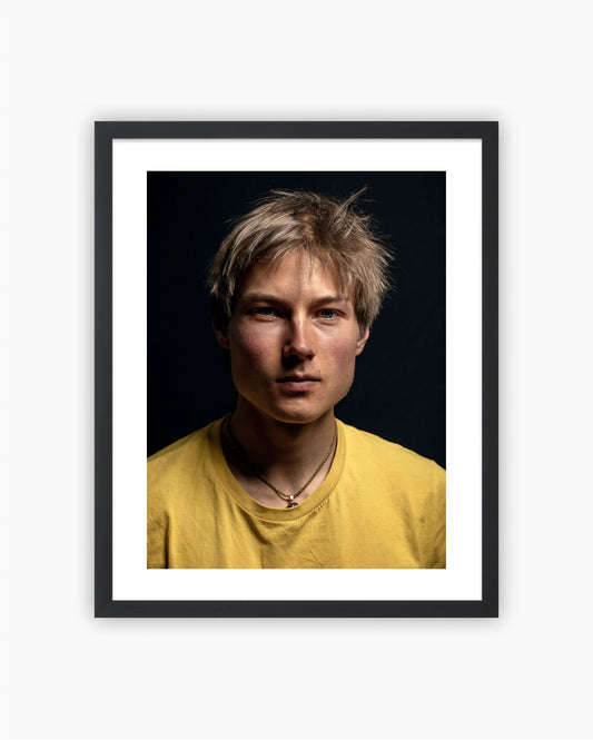 Framed print of Alex Megos, portrait in Ticino, Switzerland.