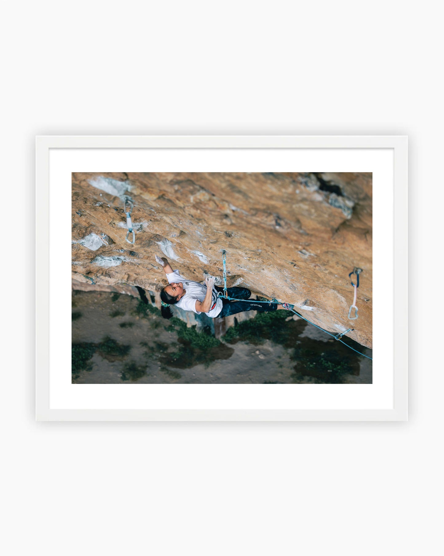 Framed print of Chaehyun Seo climbing Open Your Mind Direct 9a/+ in Santa Linya, Spain.