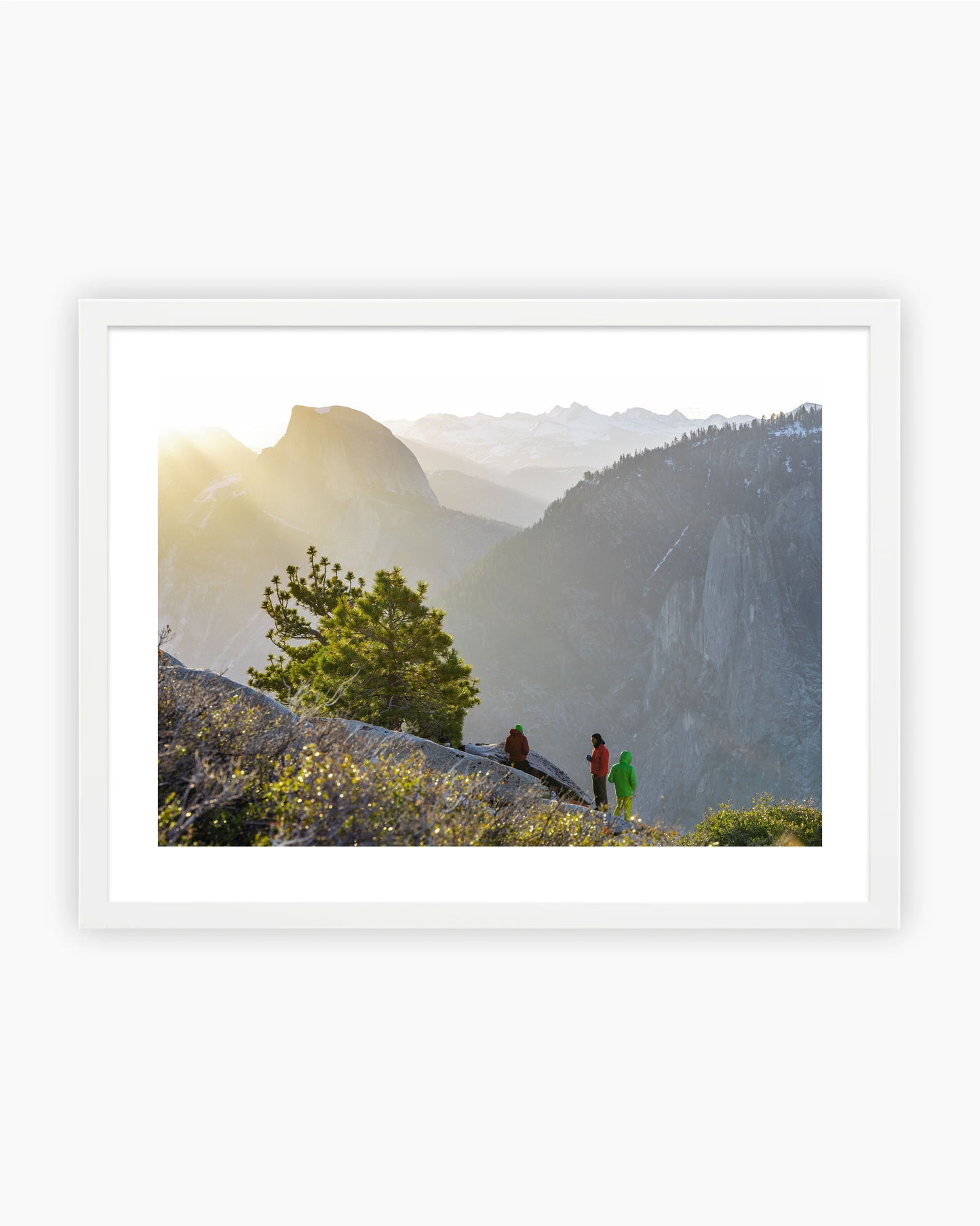 Framed print of Climbers on top of El Capitan during the sunset behind the Half Dome in Yosemite, France.