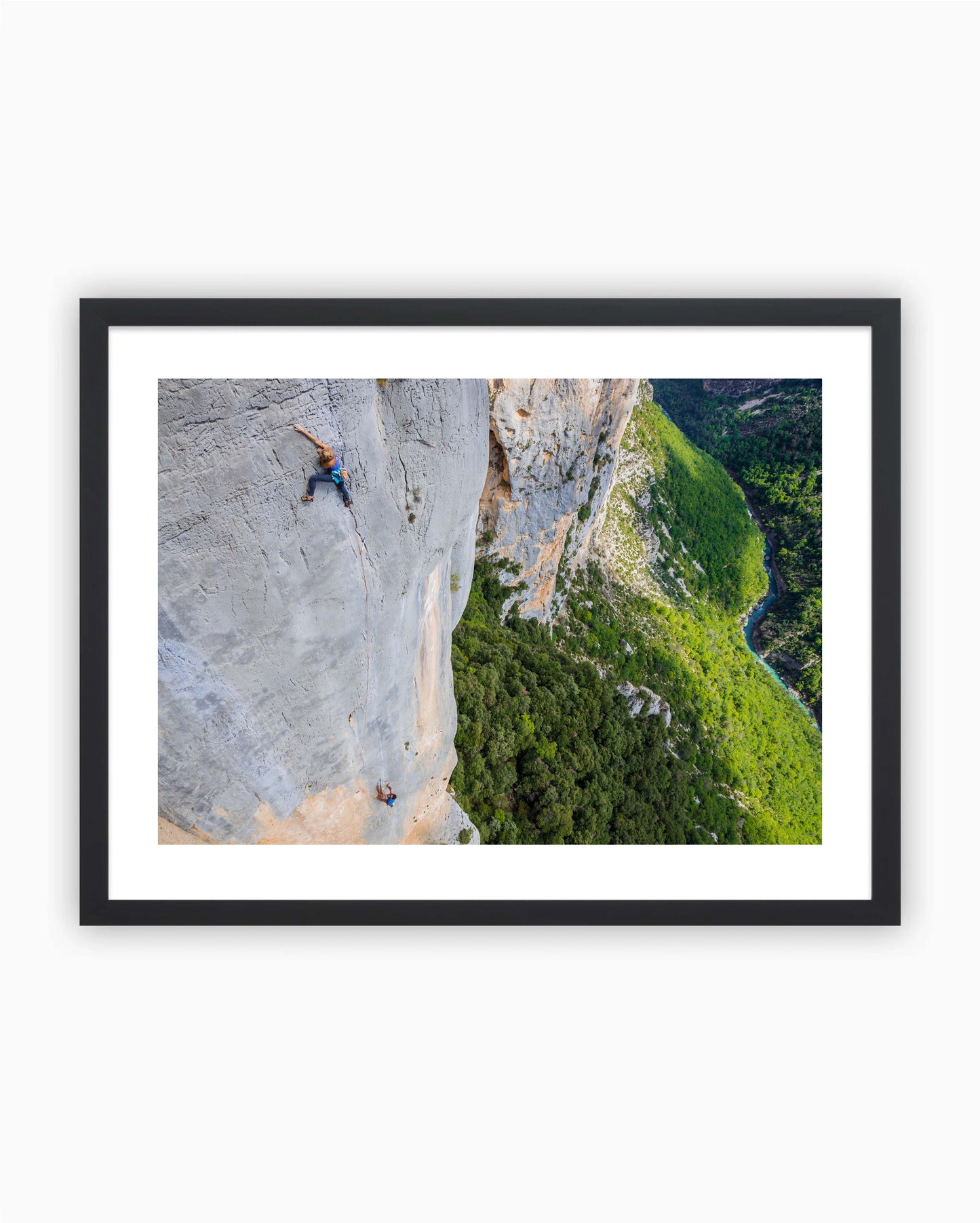Framed print of climbers climbing in Gorges du Verdon, France.