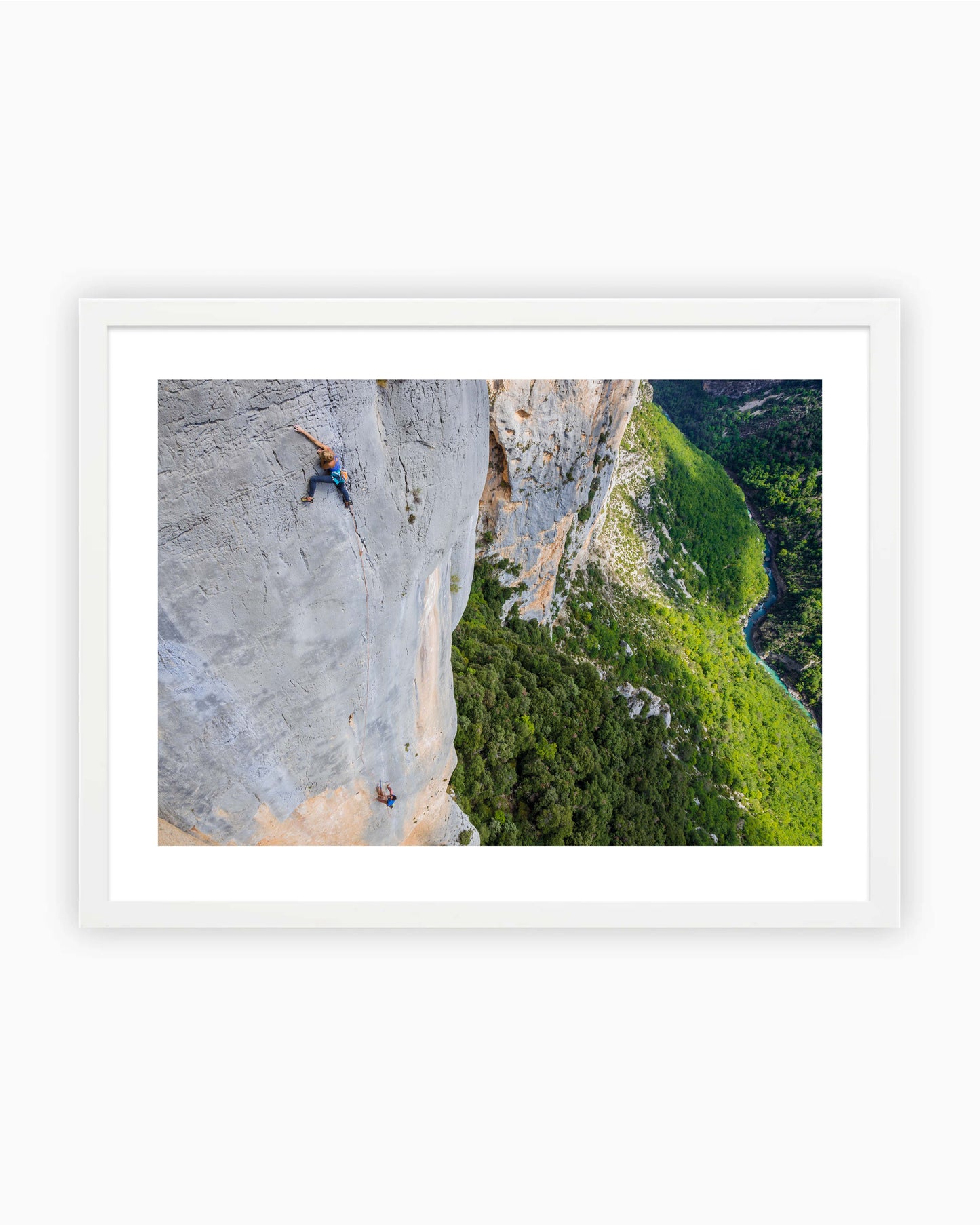Framed print of climbers climbing in Gorges du Verdon, France.