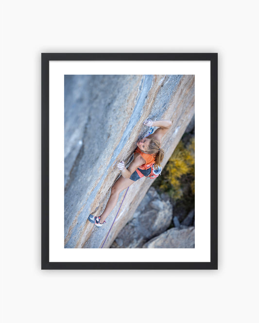 Framed print of Tina Hafsaas climbing La Chirurgien Du Crepuscule 8b. Céüse, France 2022