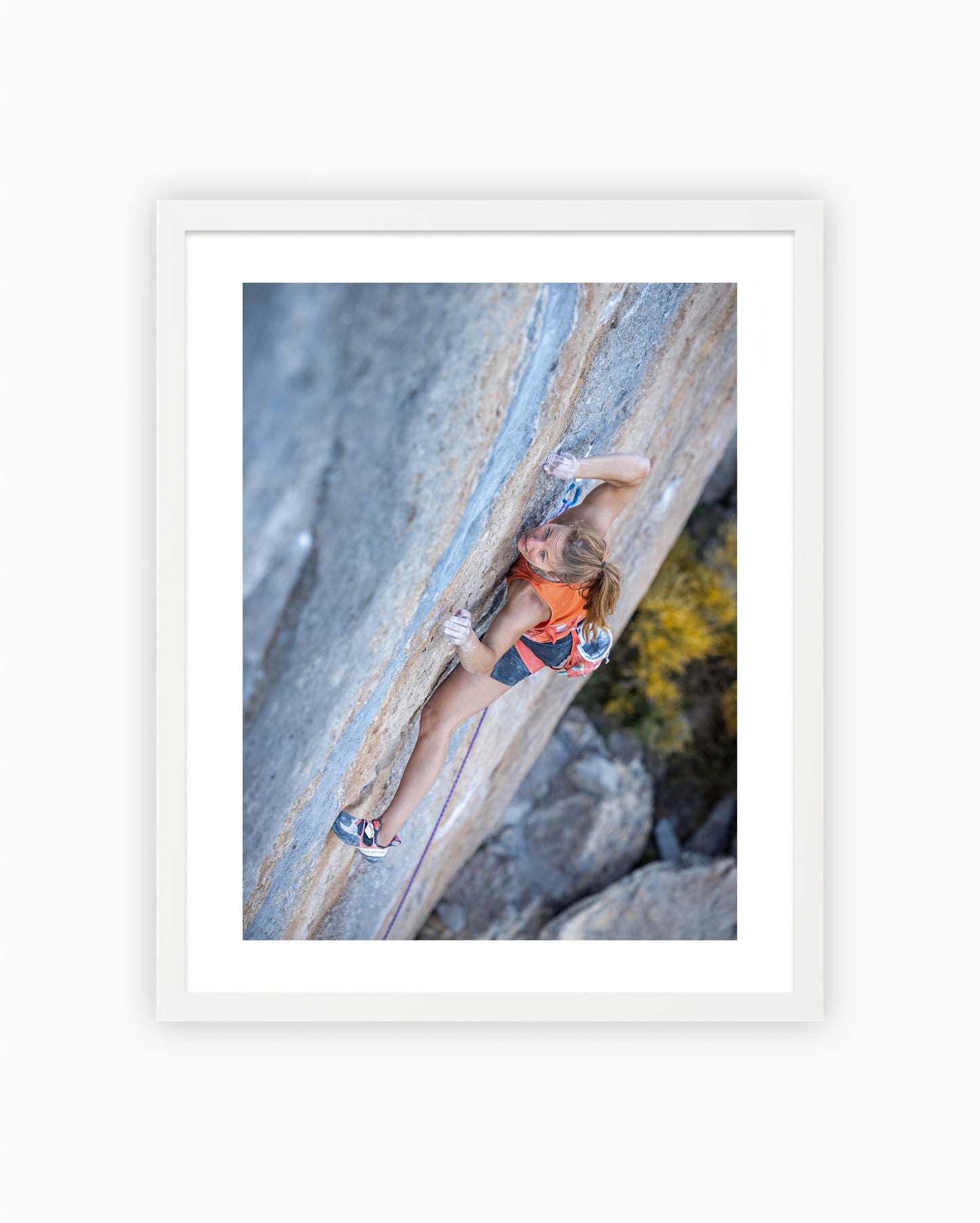 Framed print of Tina Hafsaas climbing La Chirurgien Du Crepuscule 8b. Céüse, France 2022